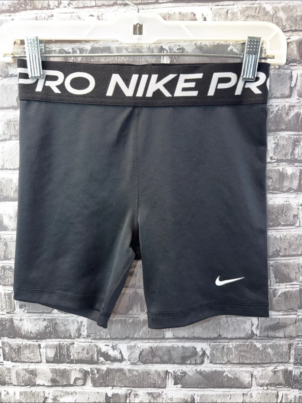 Nike‎ Pro Black Compression Shorts with White Swoosh